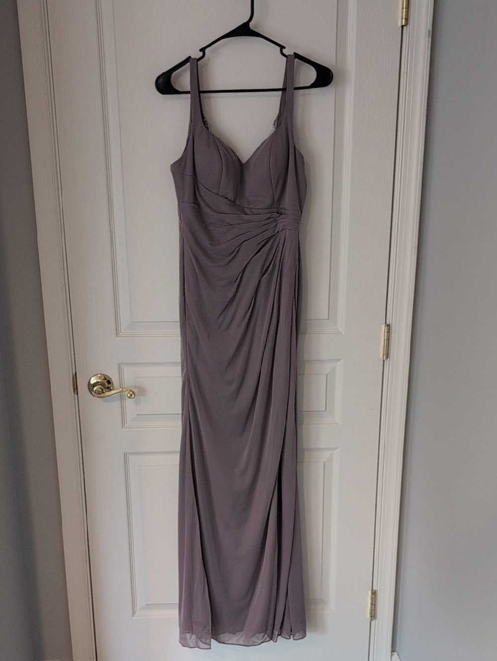 Azazie Verami Style Ruched Maxi Dress In Color Dusk